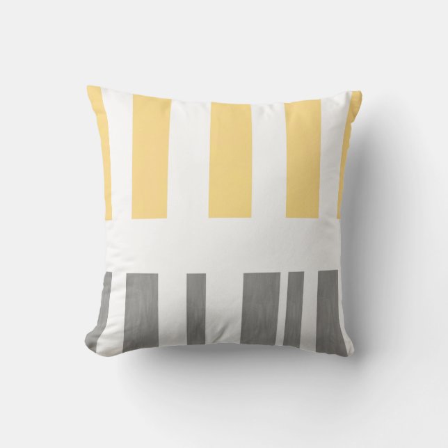 modern chic pillow stripes yellow and gray (Front)