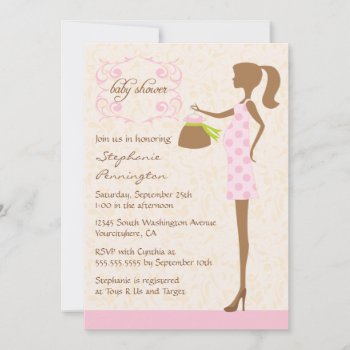 Modern Chic Pink And Brown Baby Shower Invitation by Jamene at Zazzle