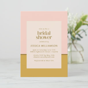 Modern Chic Pink and Mustard Yellow Bridal Shower Invitation