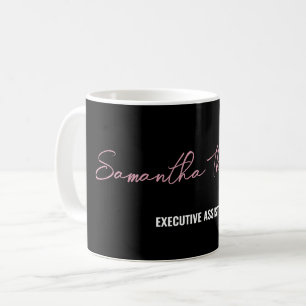 Modern Chic Pink Black Minimalist Script Coffee Mug