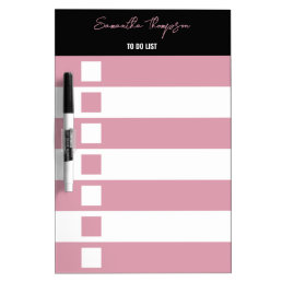 Modern Chic Pink Black Minimalist Script  Dry Erase Board