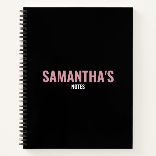 Modern Chic Pink  Black Notebook
