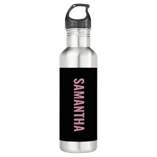 Modern Chic Pink & Black Stainless Steel Water Bottle
