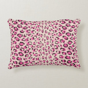Modern chic pink cheetah print pattern monogram decorative pillow