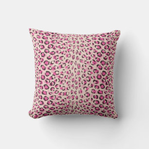 Modern chic pink cheetah print pattern monogram throw pillow