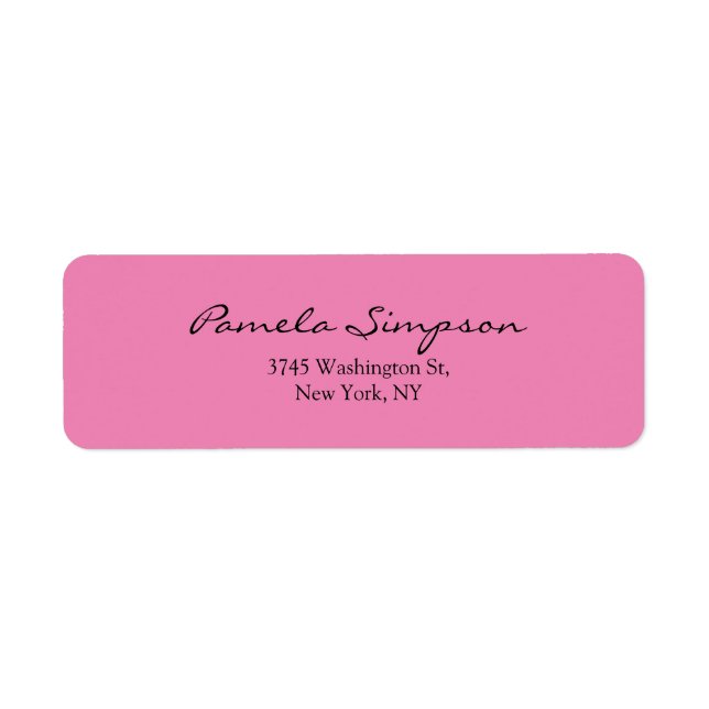 Modern Chic Pink Feminine Simple Plain Elegant Label (Front)