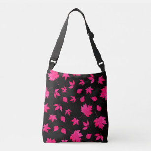 Modern Chic Pink Glitter Maple Leaves Pattern   Crossbody Bag