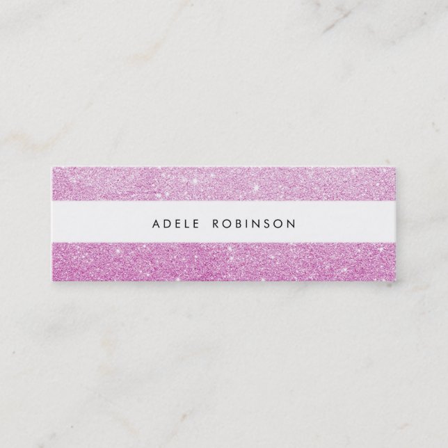 Modern Chic Pink Glitter White Stripe Calling Card (Front)