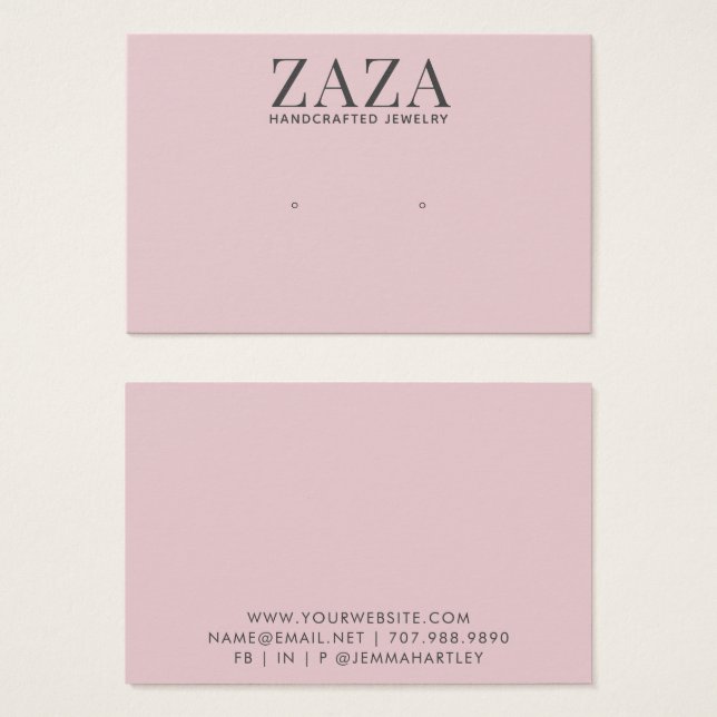 Modern Chic Pink Gray Earring Display Cards (Front & Back)