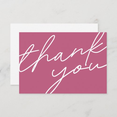 Modern Chic Pink Lily Calligraphy Script Wedding Thank You Card