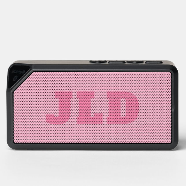 Modern Chic Pink Monogram Initials Bluetooth Speaker (Front)