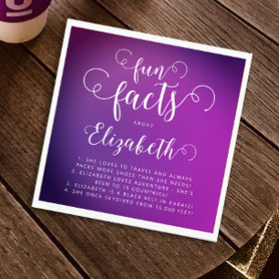 Modern Chic Pink Purple Gradient Fun Facts Lady Napkins