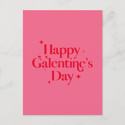 Modern Chic Pink Red Sparkle Happy Galentines Day Holiday Postcard
