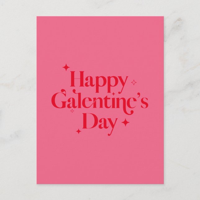 Modern Chic Pink Red Sparkle Happy Galentines Day Holiday Postcard (Front)