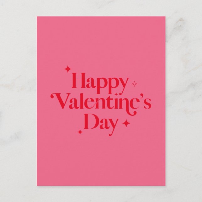 Modern Chic Pink Red Sparkle Happy Valentines Day Holiday Postcard (Front)