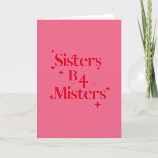 Modern Chic Pink Red Sparkle Sister Galentines Day Holiday Card (Front)