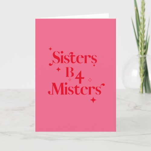 Modern Chic Pink Red Sparkle Sister Galentines Day Holiday Card