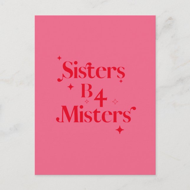 Modern Chic Pink Red Sparkle Sister Galentines Day Holiday Postcard (Front)