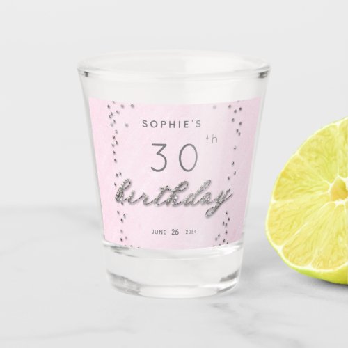 Modern Chic Pink Sparkle Glitter Birthday Party Shot Glass