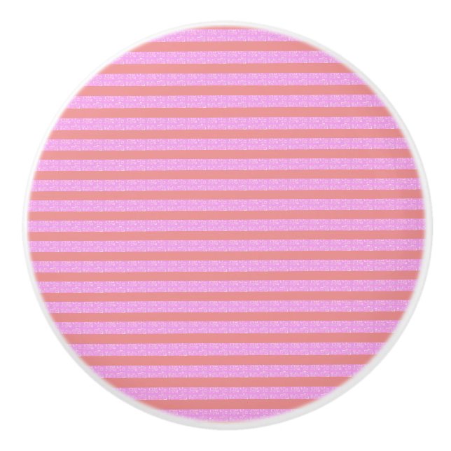 Modern Chic Pink Stripe Ceramic Pull (Front)