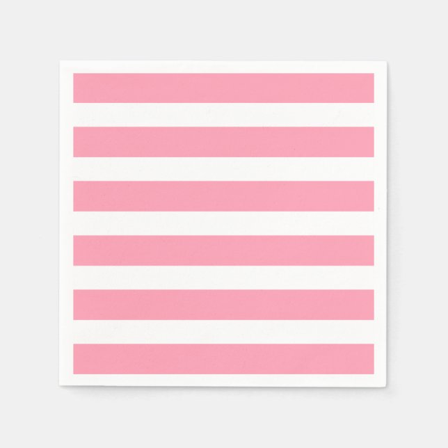 Modern Chic Pink Stripe Party Napkins (Front)