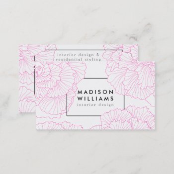 Modern Chic Pink Vintage Floral Motif Pattern Cute Business Card by busied at Zazzle