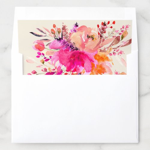 Modern Chic Pink Watercolor Floral Elegant Wedding Envelope Liner