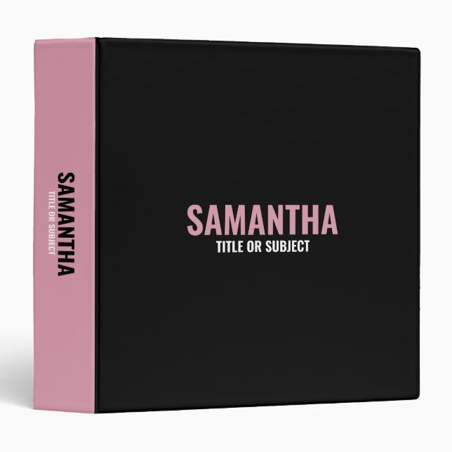 Modern Chic Pink & White  3 Ring Binder (Front/Spine)