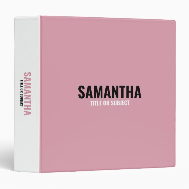 Modern Chic Pink & White  3 Ring Binder (Front/Spine)