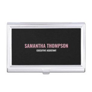 Modern Chic Pink, White & Black  Business Card Case