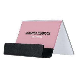 Modern Chic Pink, White & Black Desk Business Card Holder