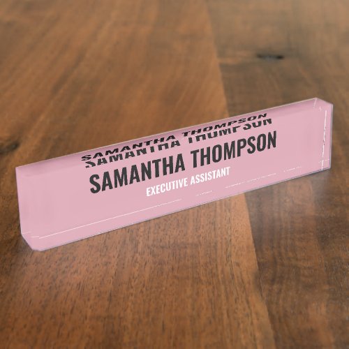 Modern Chic Pink White  Black  Desk Name Plate