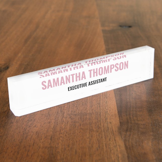 Modern Chic Pink, White & Black  Desk Name Plate (Side)