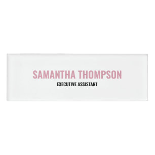 Modern Chic Pink, White & Black  Name Tag