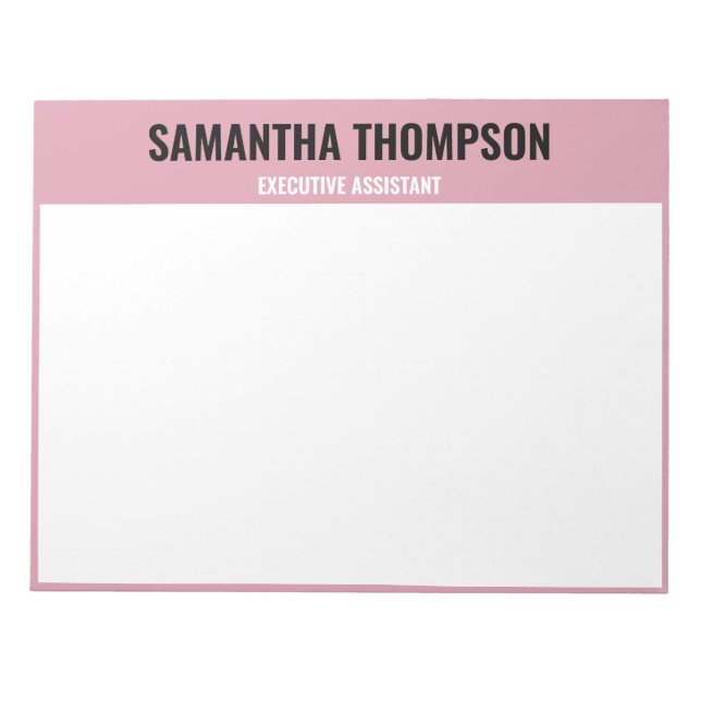 Modern Chic Pink, White & Black Notepad (Front)