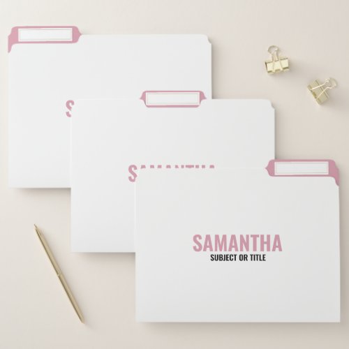 Modern Chic Pink  White  File Folder