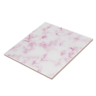 Modern Chic Pink & White Marble Texture Ceramic Tile