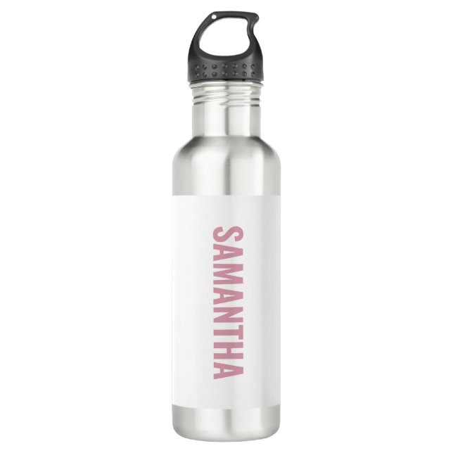 Modern Chic Pink & White Stainless Steel Water Bottle (Front)
