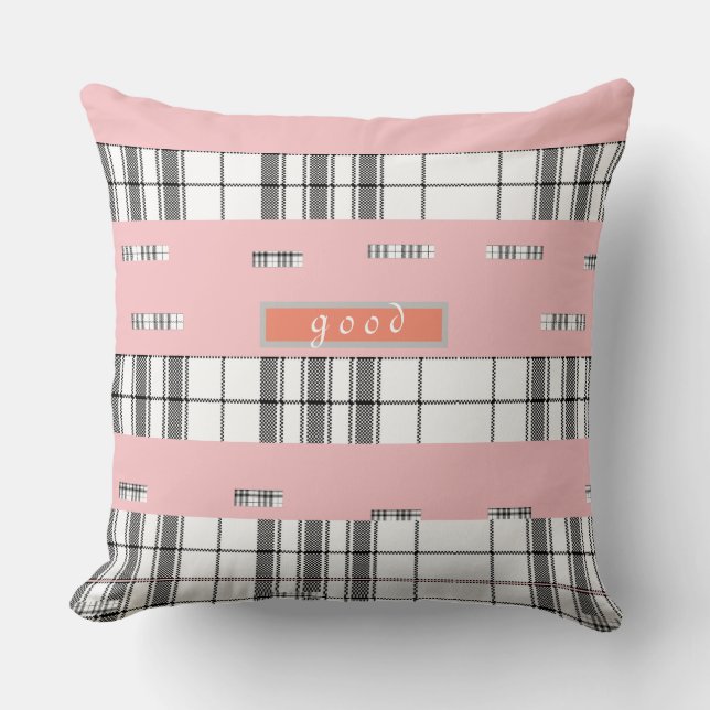  Modern Chic Plaid Pink Throw Pillow (Front)