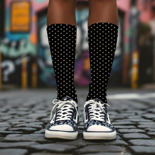 Modern Chic Polka Dots Pattern Luxury Gold & Black Socks