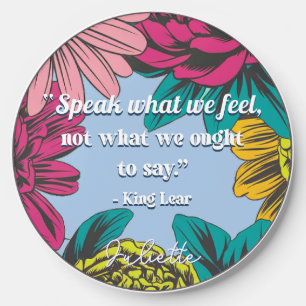 Modern Chic Pop Art Floral Shakespeare Quote Wireless Charger