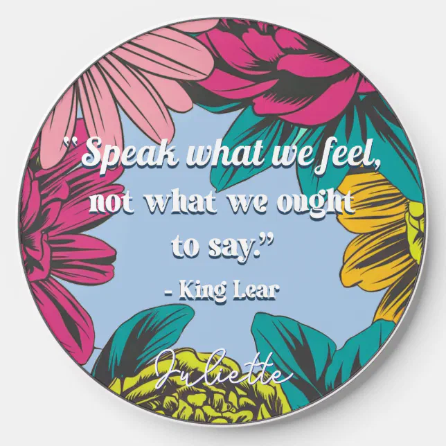 Modern Chic Pop Art Floral Shakespeare Quote Wireless Charger