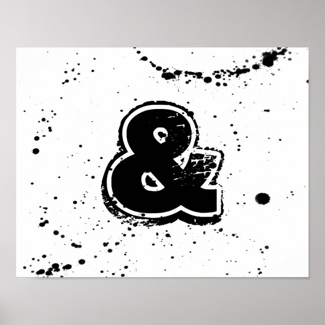 modern chic poster ampersand in black and white (Front)