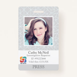 Modern Chic Press Reporter Photographer Staff ID Badge