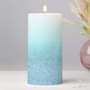 Modern Chic pretty Glitter Blue Ombre Watercolor Pillar Candle