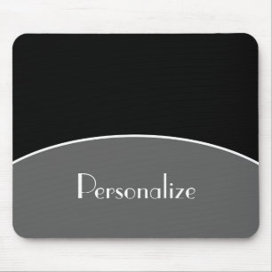 Modern Chic Professional Black With Name Mouse Pad