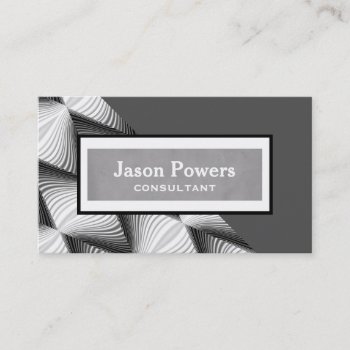 Modern Chic Professional Business Card Gray White by annpowellart at Zazzle