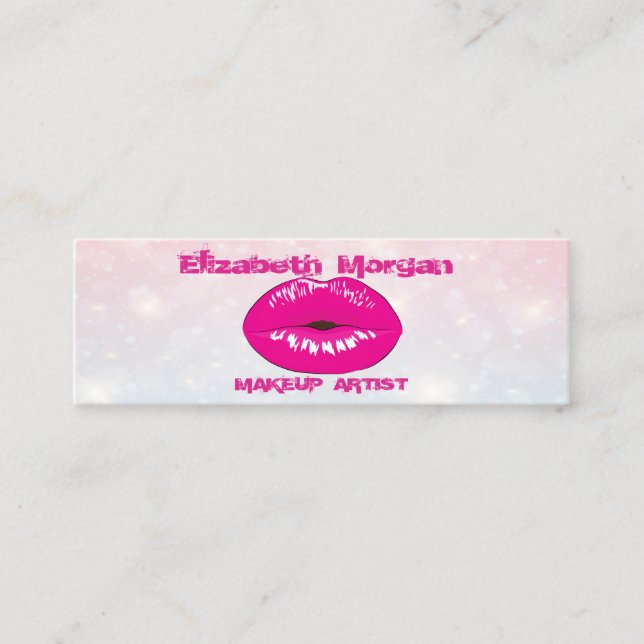 Modern Chic Proffesional ,Lips, Bokeh Mini Business Card (Front)