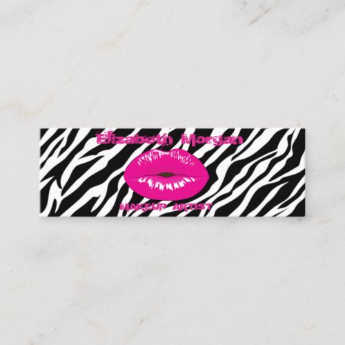Modern Chic Proffesional Lips Zebra Print Mini Business Card