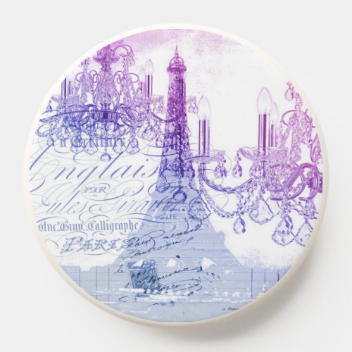 modern chic purple chandelier paris eiffel tower PopSocket